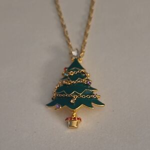 Talbots Christmas Tree Pendant Necklace